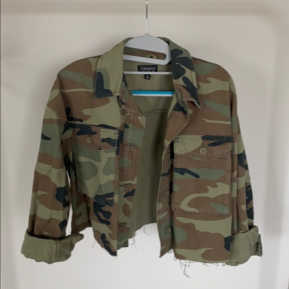 Topshop Cropped Camouflage Shacket